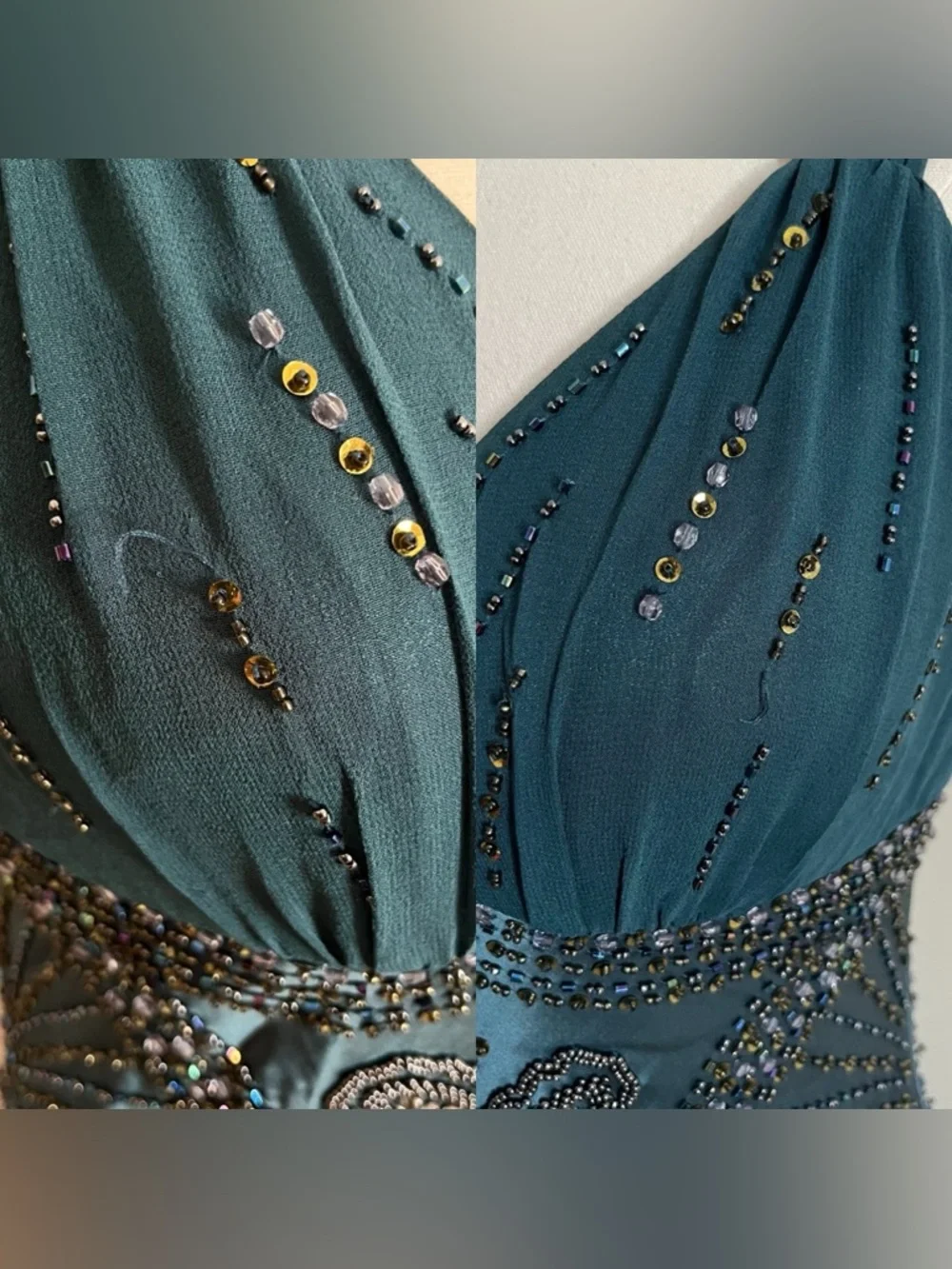 Sue Wong teal silk dress - Picture 6 of 7